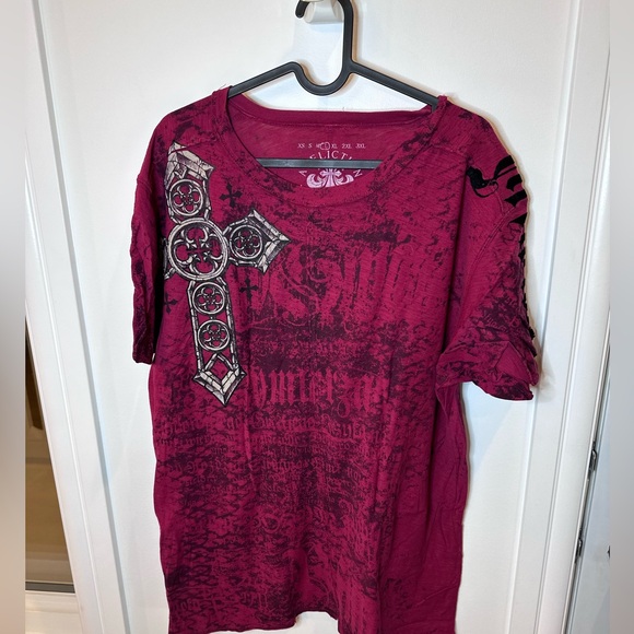 Affliction Other - Vintage Affliction Maroon Cross Graphic Tee